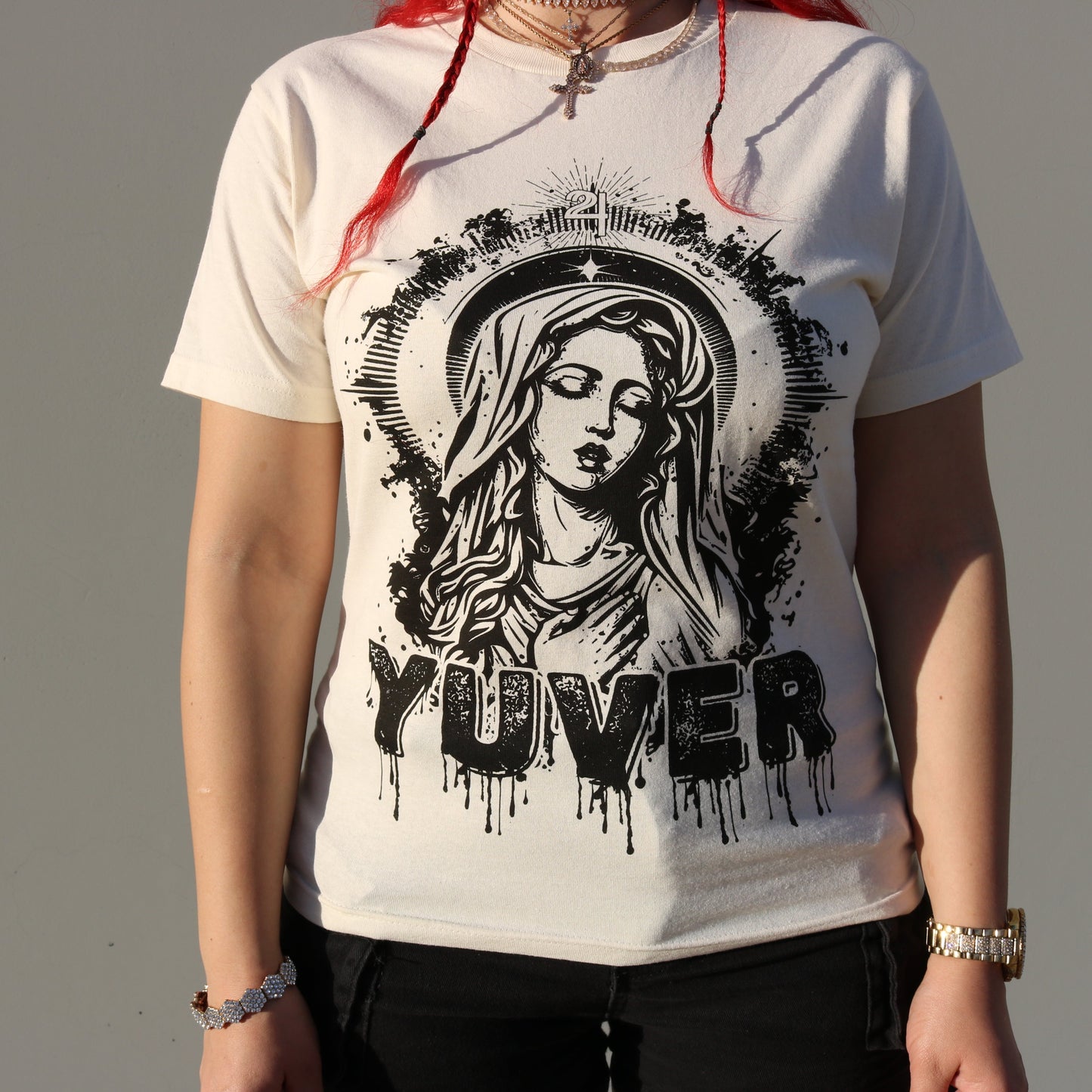 VIRGIN MARY OFF-WHITE T-SHIRT